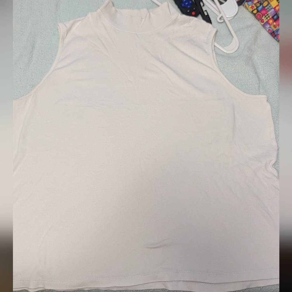 Appleseed's White Mock Neck Sleeveless Tank
